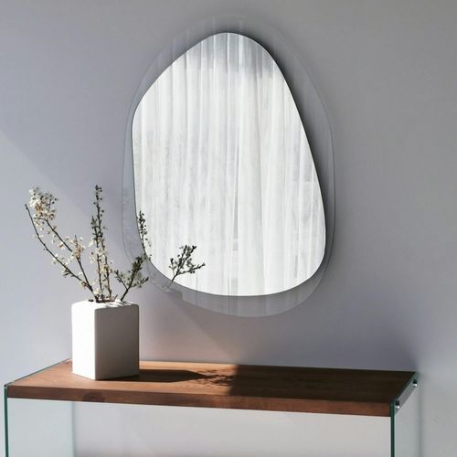 Miroir Design Organique - Cadre Verre Transparent 75 Cm Cody