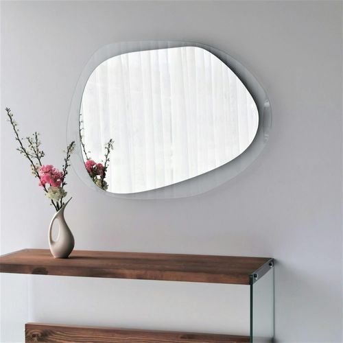 Miroir Design Organique - Cadre Verre Transparent 75 Cm Cody