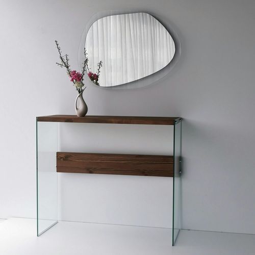 Miroir Design Organique - Cadre Verre Transparent 75 Cm Cody