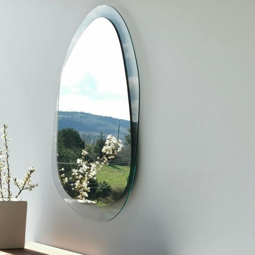 Miroir Design Organique - Cadre Verre Transparent 75 Cm Cody
