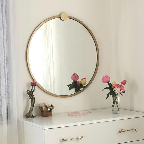 Miroir De Salle De Bains Doré Ø60 Cm - Style Moderne Cody