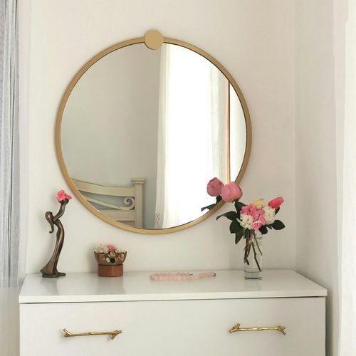 Miroir De Salle De Bains Doré Ø60 Cm - Style Moderne Cody