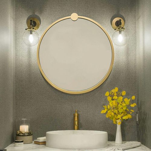 Miroir De Salle De Bains Doré Ø60 Cm - Style Moderne Cody