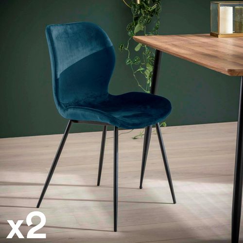Chaise En Velours Bleu Melbourne (lot De 2)