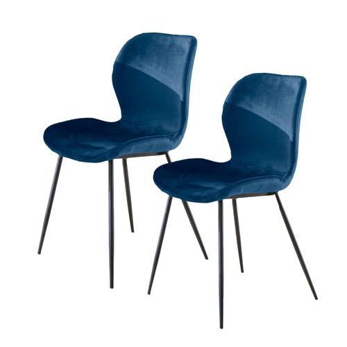 Chaise En Velours Bleu Melbourne (lot De 2)