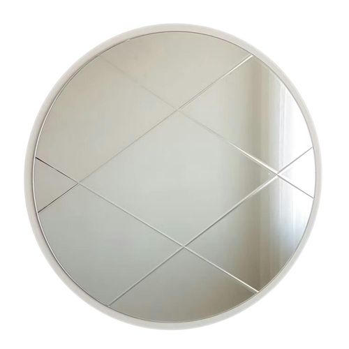Miroir Rond Blanc Ø60 Cm Motif Croisé - Style Moderne Cody