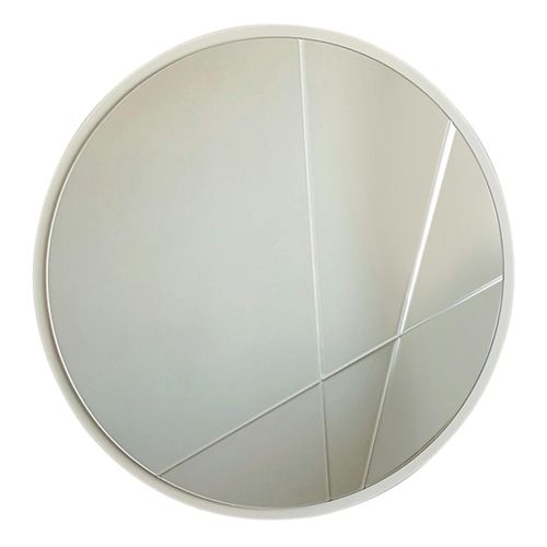 Miroir D'entrée Blanc Ø60 Cm Avec Lignes Graphiques Cody