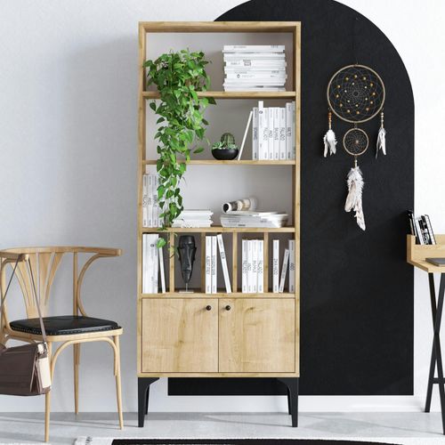 Bibliothèque Moderne Effet Bois Clair - Séparateurs Livres Jena