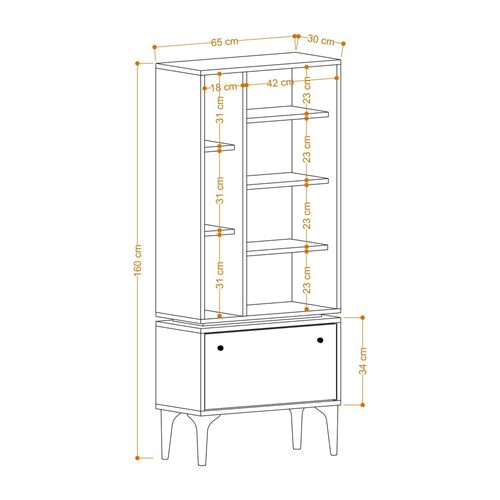 Bibliothèque Salon Effet Bois Clair Multi-rangements Jena