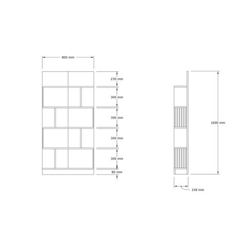 Bibliothèque Design Effet Bois Noyer Niches Asymétriques Umea