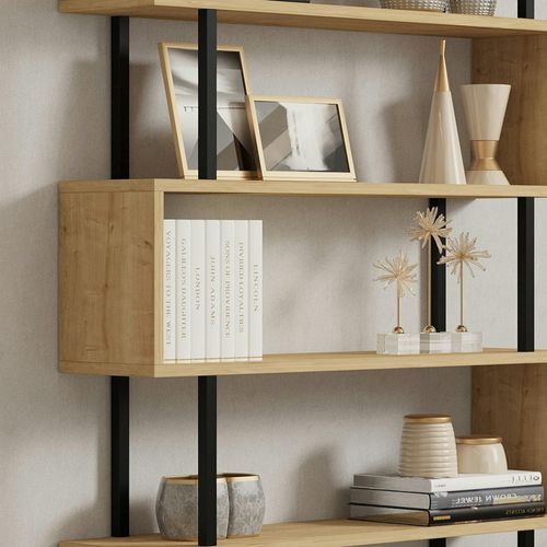 Étagère Murale Moderne Effet Bois Clair - 6 Niveaux Umea