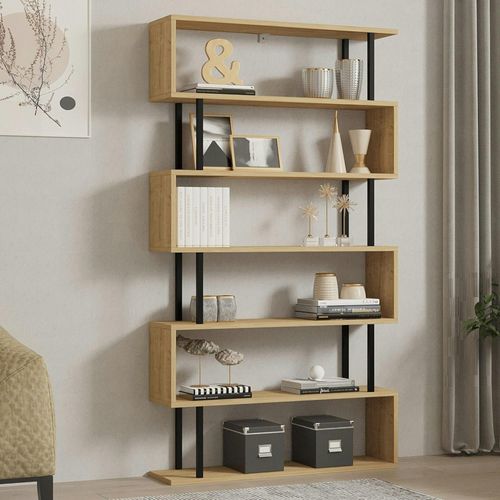 Étagère Murale Moderne Effet Bois Clair - 6 Niveaux Umea