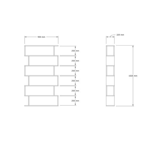 Étagère Murale Moderne Effet Bois Clair - 6 Niveaux Umea