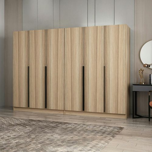 Armoire Dressing Moderne Effet Bois 6 Portes H 270 Cm Byron