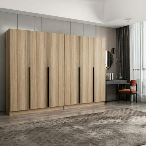 Armoire Dressing Moderne Effet Bois 6 Portes H 270 Cm Byron