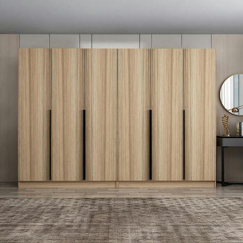 Armoire Dressing Moderne Effet Bois 6 Portes H 270 Cm Byron
