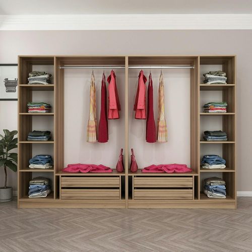 Armoire Dressing Moderne Effet Bois 6 Portes H 270 Cm Byron