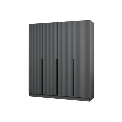 Armoire Penderie Design Gris Rainuré H 210 Cm Byron