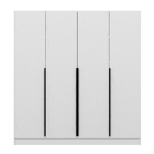 Armoire Penderie Blanche Rainurée Moderne H 210 Cm Byron