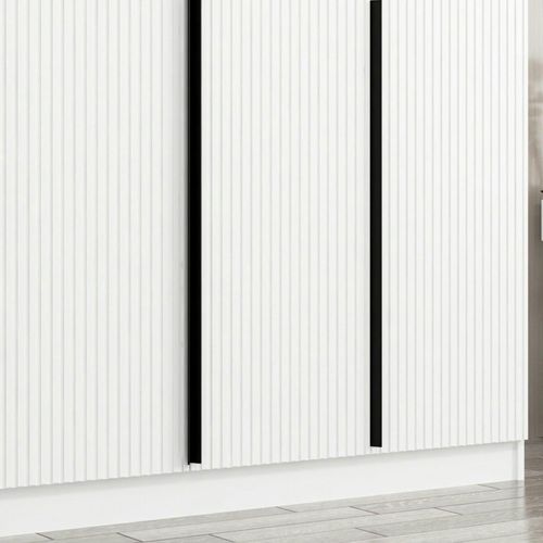 Armoire Penderie Blanche Rainurée Moderne H 210 Cm Byron