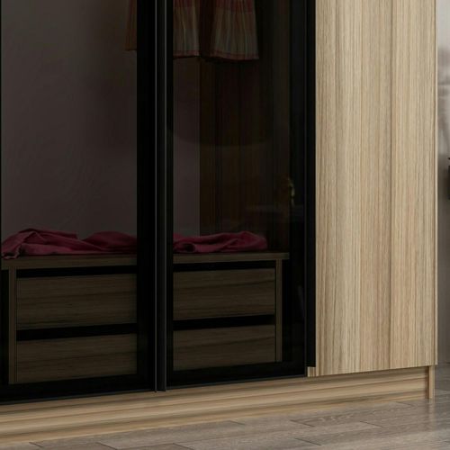 Armoire Penderie Design, 2 Portes Vitrées H210 Cm Byron