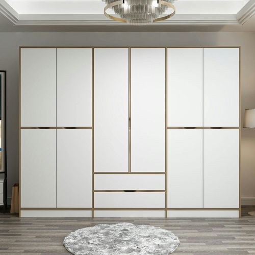 Armoire Dressing Chambre Effet Bois et Blanc 277 Cm Byron