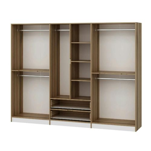 Armoire Dressing Chambre Effet Bois et Blanc 277 Cm Byron