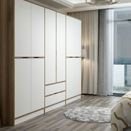 Armoire Dressing Chambre Effet Bois et Blanc 277 Cm Byron