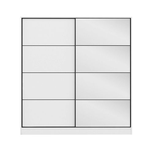 Armoire Blanche 2 Portes Coulissantes, 1 Miroir Byron