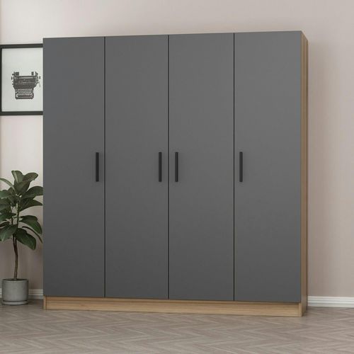 Armoire Penderie Moderne Effet Bois Et Gris Byron