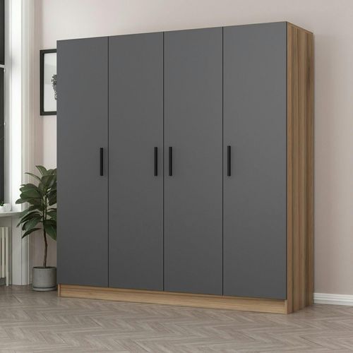 Armoire Penderie Moderne Effet Bois Et Gris Byron