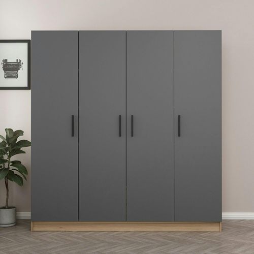 Armoire Penderie Moderne Effet Bois Et Gris Byron