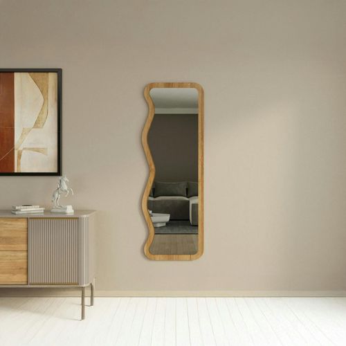 Miroir Plein Pied Moderne - Ondulations Effet Bois Clair Cody