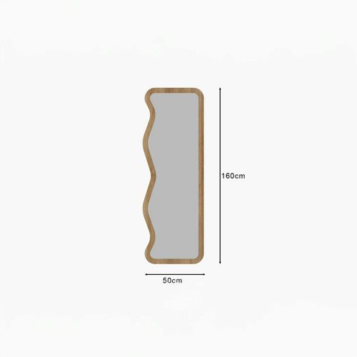 Miroir Plein Pied Moderne - Ondulations Effet Bois Clair Cody