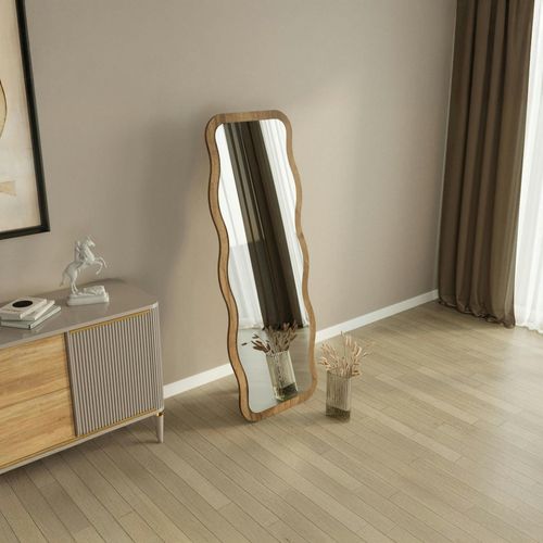 Miroir Plein Pied Tendance Effet Bois Noyer, Vague 160 Cm Cody