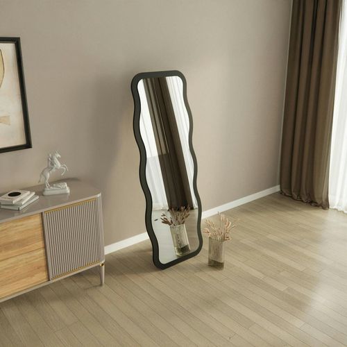 Miroir Plein Pied Noir Motif Vague, Style Tendance 160 Cm Cody