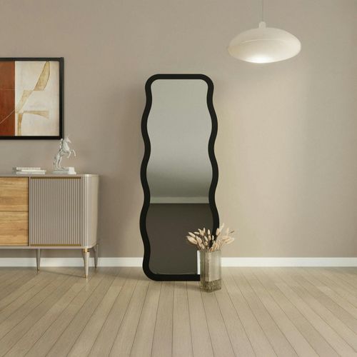 Miroir Plein Pied Noir Motif Vague, Style Tendance 160 Cm Cody