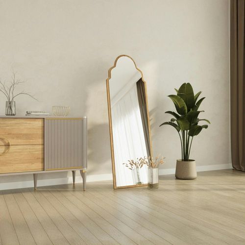 Miroir Plein Pied Arche Décorative, Effet Bois Clair 160 Cm Cody