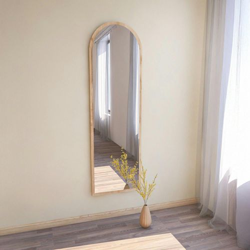 Miroir Plein Pied Moderne Ovale Effet Bois Clair, 160 Cm Cody