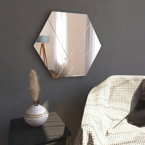 Miroir Mural Design Hexagonal - Lignes Décoratives 70 Cm Cody