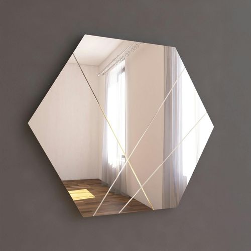 Miroir Mural Design Hexagonal - Lignes Décoratives 70 Cm Cody