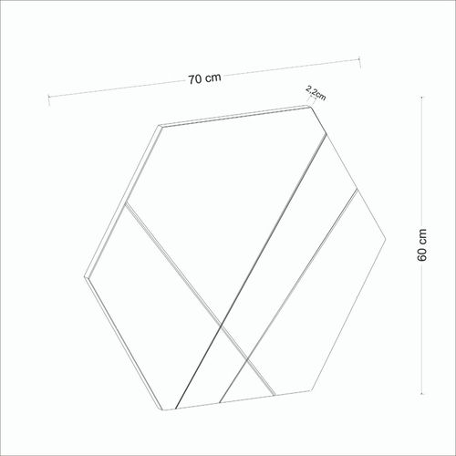 Miroir Mural Design Hexagonal - Lignes Décoratives 70 Cm Cody