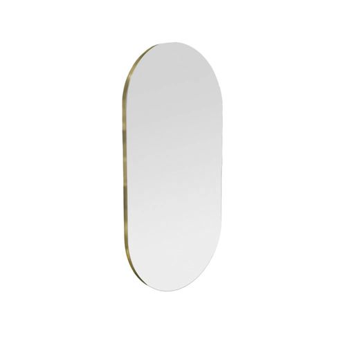 Miroir Salle De Bains Ovale Argenté, Bordure Dorée 85 Cm Cody