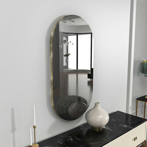Miroir Salle De Bains Ovale Fumé, Bordure Dorée 85 Cm Cody