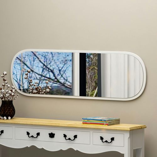 Miroir D'entrée Blanc Ovale 117 Cm - Style Moderne Cody