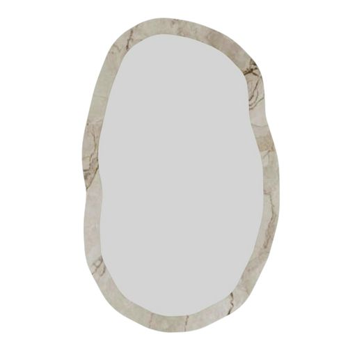 Miroir Design Organique Cadre Effet Marbre Beige 85 Cm Cody