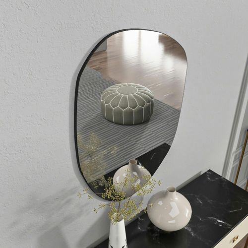 Miroir Design Organique Bord Noir 75 Cm - Style Naturel Cody