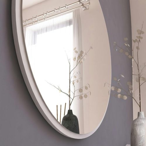 Miroir Rond Blanc Moderne Avec Fin Cadre Ø60 Cm Cody