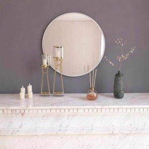 Miroir Rond Blanc Moderne Avec Fin Cadre Ø60 Cm Cody