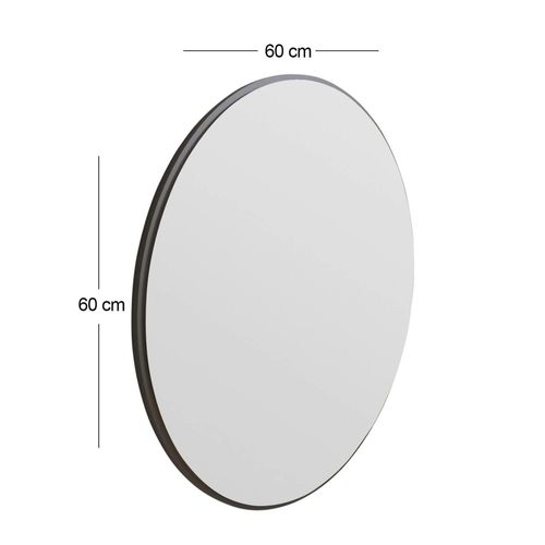 Miroir Rond Moderne Avec Fin Cadre Noirø60 Cm Cody